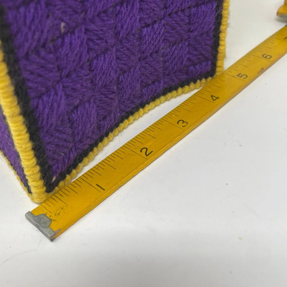 Vintage Tweety Bird Plastic Canvas Tissue Box Cover Looney Tunes Purple Yellow